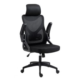   Kancelárska otočná stolička ZELUX, ergonomická stolička s opierkou hlavy čierna