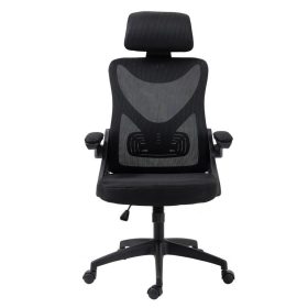   Kancelárska otočná stolička ZELUX, ergonomická stolička s opierkou hlavy čierna