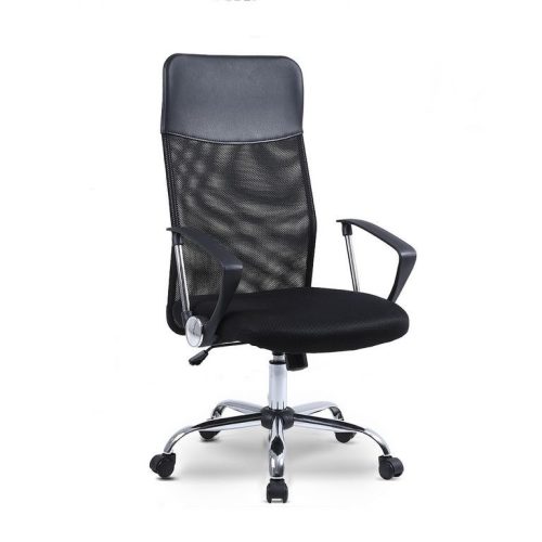 Zelux ergonomikus irodai szék magas háttámlával fekete színben, króm lábakkal