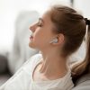 Bezdrôtové slúchadlá Zelux, Bluetooth 5.3, potlačenie šumu, displej, biele