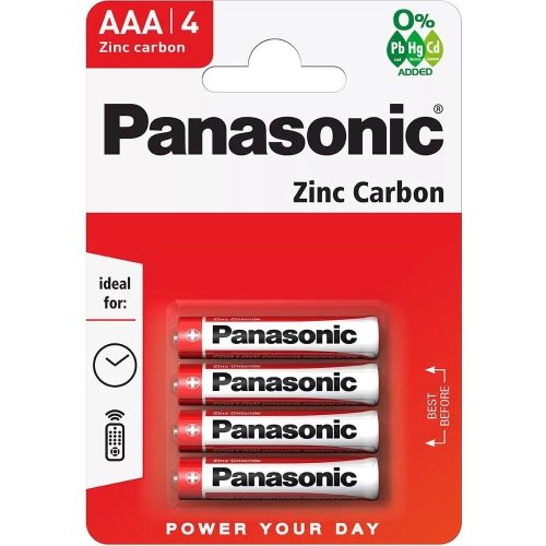 PANASONIC zinkovo červená poloudržateľná mikrotužková batéria AAA (R03) B4