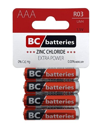 BC Extra zinková polovodičová mikro batéria AAA R03 B4