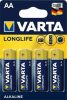 VARTA Longlife Alkalická tužková batéria s dlhou životnosťou AA LR6 B4