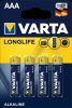 VARTA Longlife Alkalická mikro batéria s dlhou životnosťou AAA B4