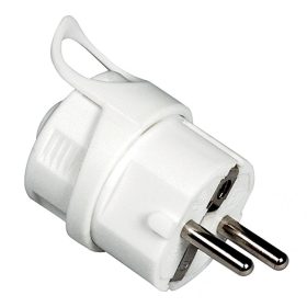   Plugvilla uzemnená schuko 16A, 250V, biela, IP20, na bezpečné pripojenie