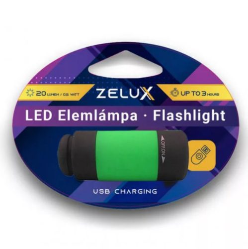 Zelux Led USB dobíjacia baterka 0,5W zelená
