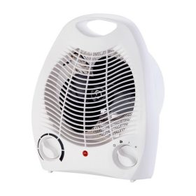   Elektrický biely ohrievač s ventilátorom a sálavým vykurovacím telesom