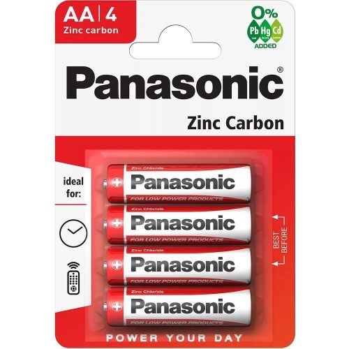 PANASONIC Zinková červená poloudržateľná tužková batéria AA (R06) B4