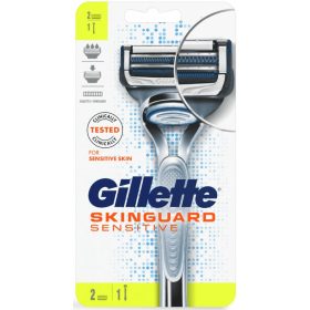   Prístroj Gillette + 2 holiace vložky Skinguard Sensitive flexball