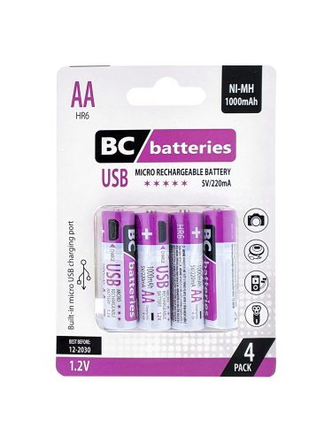 BC micro usb dobíjacia tužková batéria AA 1000 mAh RH6 1,2V B4