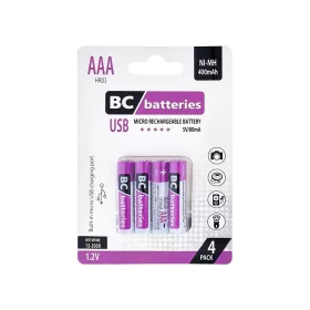   BC micro usb nabíjateľná mikro batéria AAA 400 mAh RH6 1,2V B4