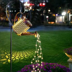   Solárna konev so svetlom LED, efekt vodného prúdu, teplá biela IP44