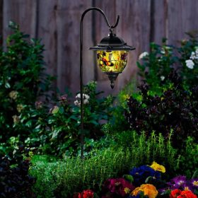   Tiffany LED solárna lampa so solárnym panelom, záhradné dekoratívne svetlo