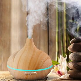   Aromaterapeutický ultrazvukový zvlhčovač vzduchu so svetlohnedým odparovačom, parfumovaný (400 ml)