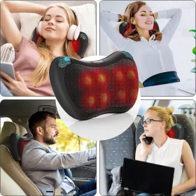   Masszázspárna - Shiatsu masszírozó melegítővel - 2 fej, 8 masszázsgolyó
