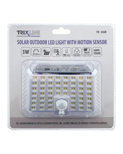 Solárna LED lampa so senzorom pohybu s priehľadným krytom TR 036R