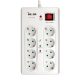 8-cestný rozvod s 2 x USB + prepäťová + nadprúdová ochrana 3 metre