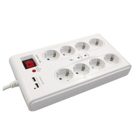   8-cestný rozvod s 2 x USB + prepäťová + nadprúdová ochrana 3 metre