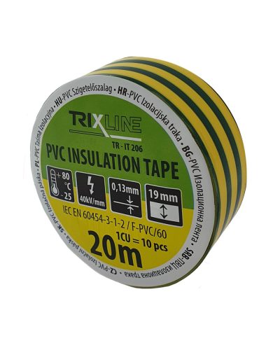 TR-IT 206 PVC izolačná páska 20 m - zeleno-žltá