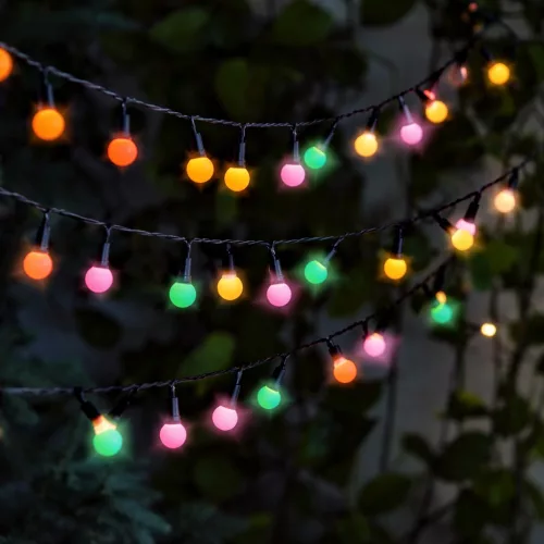 Napelemes kerti lampion LED függeszthető dekor szolár lámpa, 50 led, IP44, 7,9m