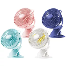   Prenosný ventilátor s klipom, USB, s dobíjacou batériou, 360 stupňov