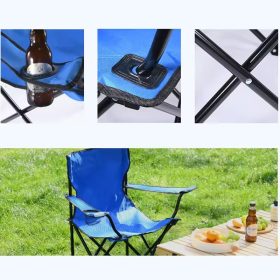   Skladacie kempingové rybárske kreslo s držiakmi na nápoje max. 100 kg - modré