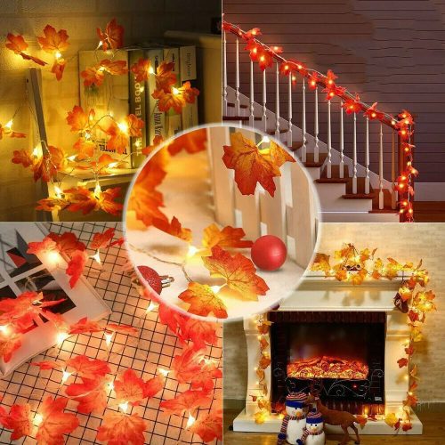 Jesenný list LED žiarovka rad dekorácie 40 LED , 8 m teplá biela , javorový list