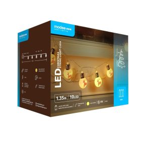   Modee Vianočné LED žiarovky plastové C1014 (10LED/1,35m/15cm) teplé