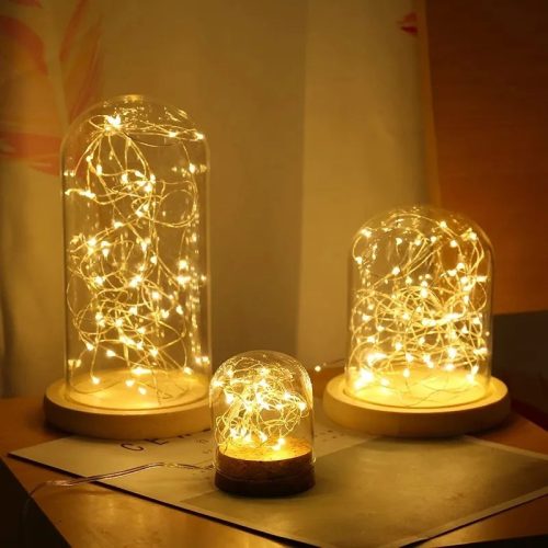 Dekoratívne teplé biele 50 LED 5 metrov medené reťazové svetlá s batériami