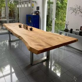   Ručne vyrobený veľký jedálenský stôl z tvrdého dreva vo vidieckom štýle 4 metre