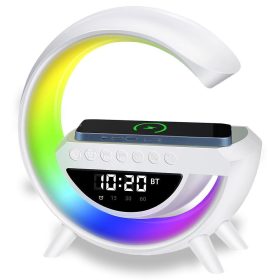   Vezeték nélküli töltő 5 az 1-ben Bluetooth, óra, hangszóró, RGB lámpa, ébresztő