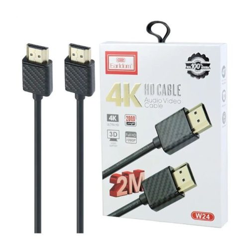 EARLDOM ET-W24 HDMI kábel pozlátený 2 metre - čierny