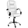 Biela otočná stolička - ekokoža, nastaviteľná výška, funkcia TILT, ergonomická