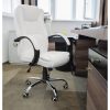 Biela otočná stolička - ekokoža, nastaviteľná výška, funkcia TILT, ergonomická