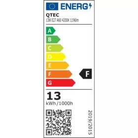  QTEC LED izzó A60 13W E27 Gömb Fényforrás 4200K (1196 lumen)