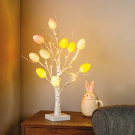   Veľkonočná dekorácia na stromček - 10 vajíčok, 24 LED - 50 cm - 3 x AA