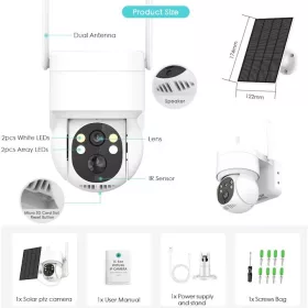   ICSee Napelemes WiFi Smart Kamera – Full HD, kültéri, éjjellátó, kétirányú hang