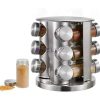 Otočný stojan na korenie s 12 fľašami - nerezová oceľ, 22 cm inox