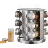 Otočný stojan na korenie s 12 fľašami - nerezová oceľ, 22 cm inox
