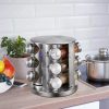 Otočný stojan na korenie s 12 fľašami - nerezová oceľ, 22 cm inox