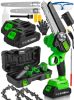 1000W akumulátorová mini reťazová píla s 6" a 8" vodiacou doskou, 2 batérie, automatický pohon reťaze