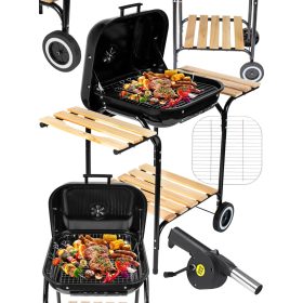  Drevený záhradný gril s vlnovcom, stabilná konštrukcia, regulácia vzduchu, na varenie