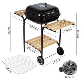   Drevený záhradný gril s vlnovcom, stabilná konštrukcia, regulácia vzduchu, na varenie