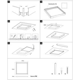PVC rám pre LED panel, 595x595x50 mm, biely TR-20A