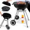 Záhradný gril na drevené uhlie Grill Master s vekom - mobilný, na kolieskach s extra úložným priestorom