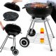 Záhradný gril na drevené uhlie Grill Master s vekom - mobilný, na kolieskach s extra úložným priestorom