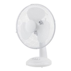   Stolový ventilátor Zelux s priemerom 30 cm, 3 rýchlosti, oscilačný, biely