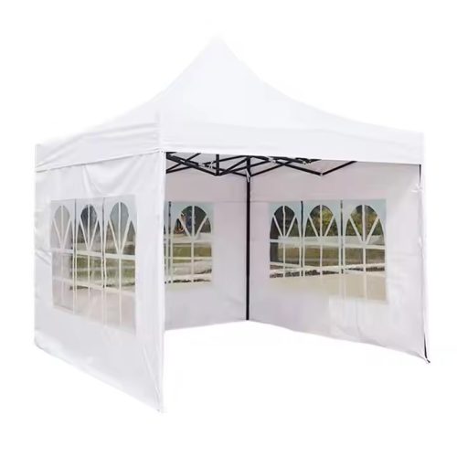 Skladací záhradný altánok + bočná stena s oknom 3x3m - biely