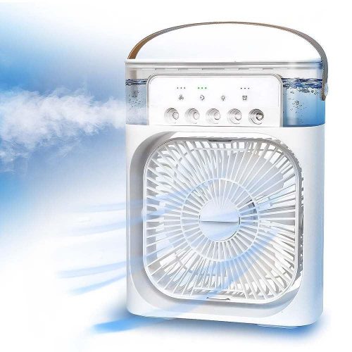 Stolný ventilátor so zvlhčovačom vzduchu, 600 ml, 3 rýchlosti, LED svetlo, USB