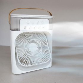   Stolný ventilátor so zvlhčovačom vzduchu, 600 ml, 3 rýchlosti, LED svetlo, USB